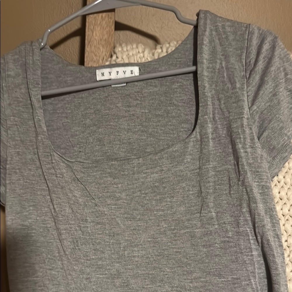 HYFVE Gray Short Sleeve Tee with Scoop Neckline